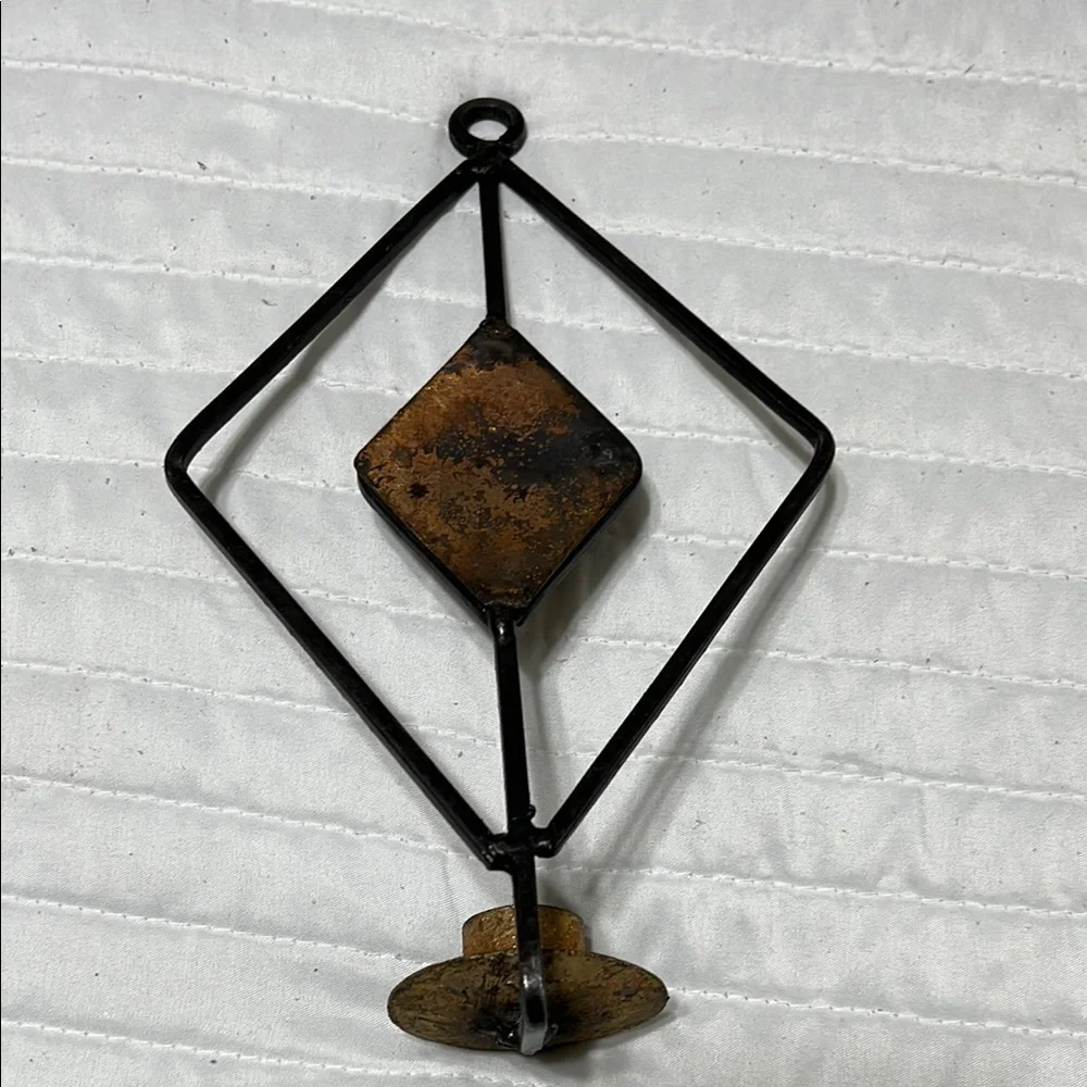 Geometric Black and Gold Wall Candle Holders - Picture 3 of 3